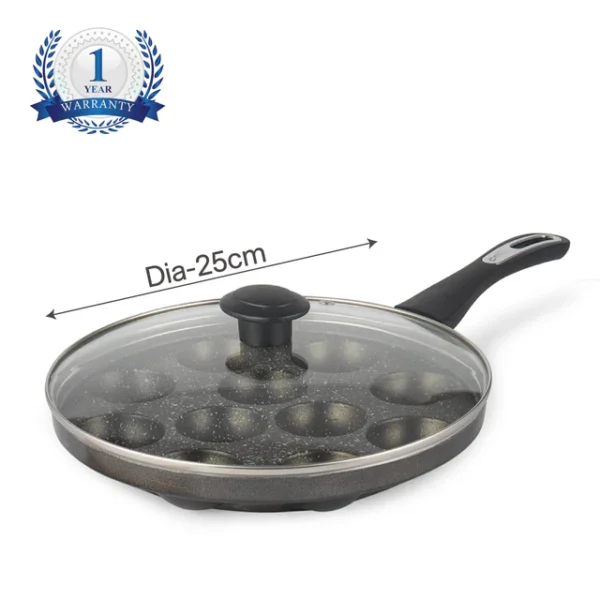 Granitas Appe Patra with Glass Lid 11 Cavity, 25cm - Image 2